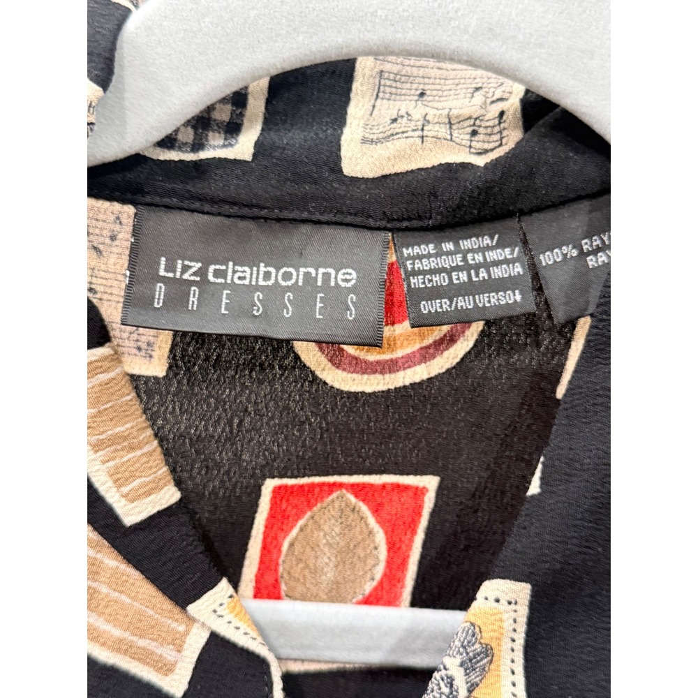 Liz Claiborne Vintage Geometric Print Rayon Button Down Shirt - Picture 6 of 6